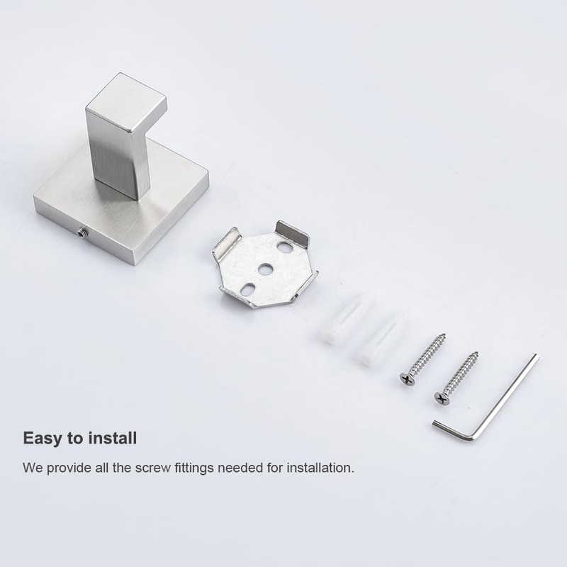 Hiuqixe 4 Pack Bathroom Towel Hook Brushed Nickel, Wall Mount