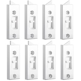 Window Latch Locks Window Parts and Hardware Window Tilt Latch Plastic Construction, Spring Loaded, 2 Inch Hole Center Spacing Sliding Lock Replacement (White,8 Pieces)