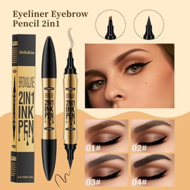 Eyebrow Pencil with 4 Micro Fork Tips, 2-in-1 Liquid Eyeliner, Durable Waterproof Eyebrow Pencil and Smudge-proof Eyebrow Pencil, Provides Natural Looking (Black)