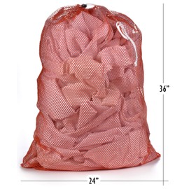 Handy Laundry Bolsa de lavandería de Malla Comercial: Material de Malla Resistente con Cierre de cordón. Ideal para Ropa de Malla Lavable a máquina (24 x 36 | Naranja)