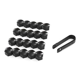 Skoda 000071215P01C Cover Caps (Pack of 20) Wheel Bolt Caps, Matte Black, for Standard Wheel Bolts
