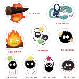 Pounchi Soot Sprites Fridge Magnet (9 Pack) Anime Magnet Office Cabinets Decoration Fridge Metal Magnet Flexible Reusable Magnetic Vinyl