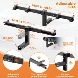 Dual Trash Can Hauler Hitch,Height Adjustable Trash Can Hitch,Double Garbage Can Hauler,Garbage Can Hauling Hitch,Trash Can Transporter Trailer Hitch for Car/ATV/SUV/UTV/Truck/Tractor/Pickup/Golf Cart