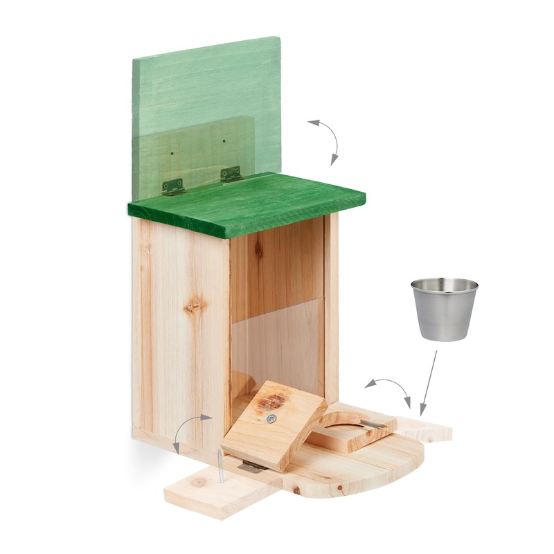 Relaxdays 1 x Wooden Squirrel Feeder with Corn Cob Holder