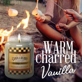 Candleberry Candles | Strong Fragrances for Home | Hand Poured in The USA | Highly Scented & Long Lasting | Large Jar 26 oz (Marshmallow and Embers)