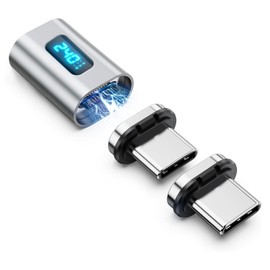 Quevati 1 Pack USB C Magnet Adapter mit 2 Tipps, 24Pin USB4 Stecker zu Buchsen Adapter 240W 48V/5A, 8k@60Hz Videoübertragung, 40 Gbps Datenübertragung, USB C Adapter