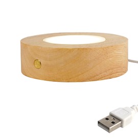 FuoiCorn 4.7 Inch Illuminated Display Base – Multicolor LED Stand for Crystal Glass, Home Decor Night Light,Art Showpiece Lighting-Wood Color