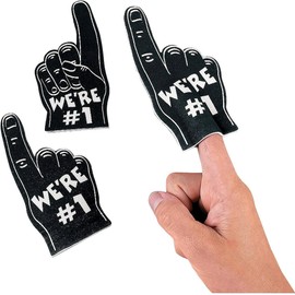 GTR SOURCE Mini Foam Fingers - We are 1 Hand - School Spirit and Pep Rally Team Supplies - Great for Sports Events Games School and Business – 5 inch – (Pack of 6) (Black)