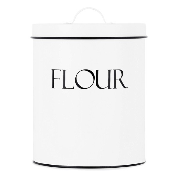 OUTSHINE Flour Containers with Lids Airtight | Large Flour Storage Container | Farmhouse Canisters Sets for the Kitchen | White Flour Canisters for kitchen organization | Farmhouse Kitchen Decor
