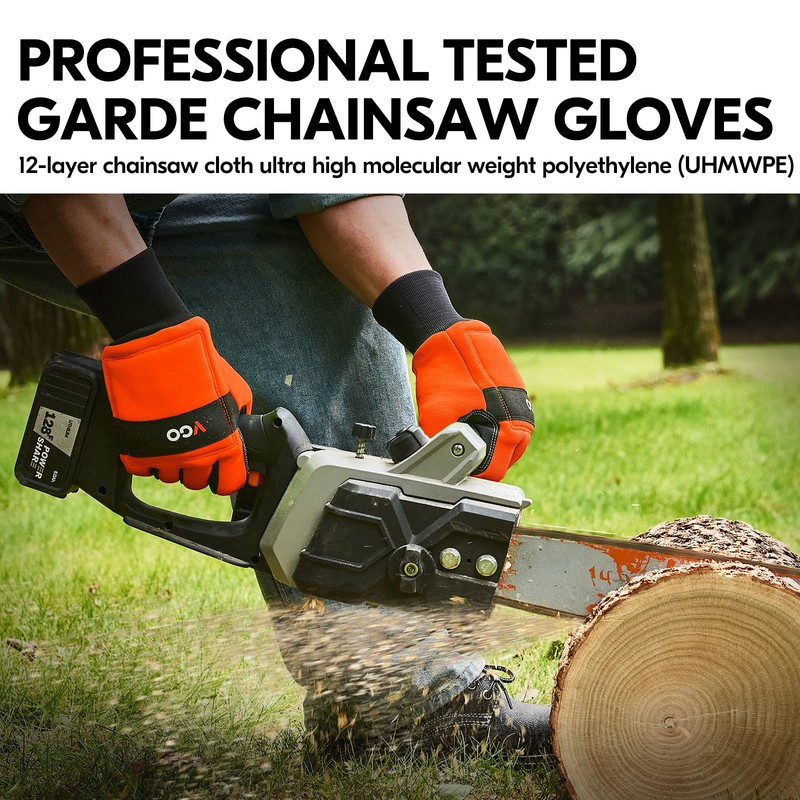 Vgo... Chainsaw Gloves 12-Layer Protection on Both Hands, Safety Foresty