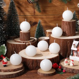 Zhengmy 8 Pcs Mini Ball Round Candle 2'' Christmas Wax Candle,White