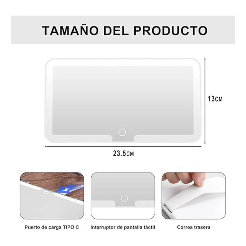 Espejo De Maquillaje De Visera De Coche Con 3 Modos