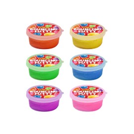 Henbrandt 1 x Bouncing Putty Tubs for Kids 6 Pack with 6 Assorted Colours Mini Slime Bounce Putty Party Bag Favours Loot Bag Fillers Lucky Dip Favours Stocking Fillers for Boys and Girls