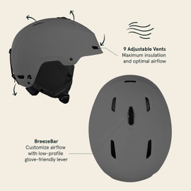 Retrospec Zephyr Ski Helmet - Snowboard Helmet for Adults & Youth- Adjustable Fit Snow Helmet with Protective Shell, and Breathable Vents for Men, Women, Boys and Girls