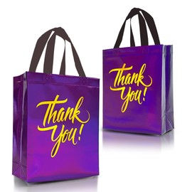 Nush Nush Magenta-Purple Thank You Gift Bags Medium Size – Set of 12 Reusable Purple Thank You Bags With Handles in Bulk - Goodie Bags, Birthday Bags, Party Favor Bags– 8x4x10 Size