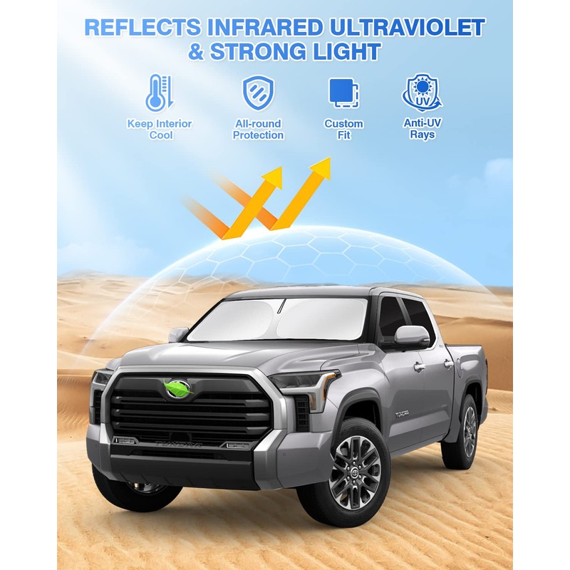 Canvcle Windshield Sun Shade for 2022-2025 2026 Toyota Tundra Sunshade