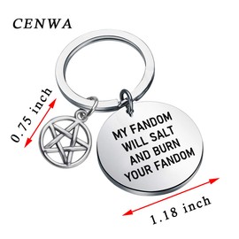 CENWA Supernatural Inspired Jewelry Supernatural Quote My Fandom Will Salt and Burn Your Fandom Keychain SPN Jewelry Gift for Supernatural Fans Sam Dean Winchester Gift (Fandom)