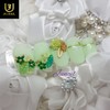 Green Flower Handmade Nail Tips - Short Ballerina / 그린플라워