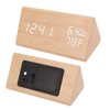 Triangular Digital Wooden Clock Time Date Temperature Humidity Display Alarm