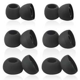 Luckvan Silicone Earbuds Tips Replacement for True Wireless Earbuds Universal Ear Tips Fit 4.5mm-6mm Nozzle 6 Pairs LMS Black