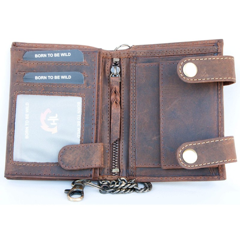 Born to be wild Men's Natural Genuine Leather Wallet with