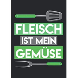 Notizbuch A4 kariert mit Softcover Design: Anti Vegan Witz Fleisch ist Gemüse Grill Geschenk Männer: 120 karierte DIN A4 Seiten
