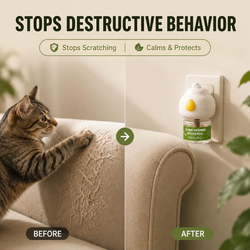 9-Pack Cat Calming Pheromone Diffuser Kit, 3 Diffusers & 6×48mL