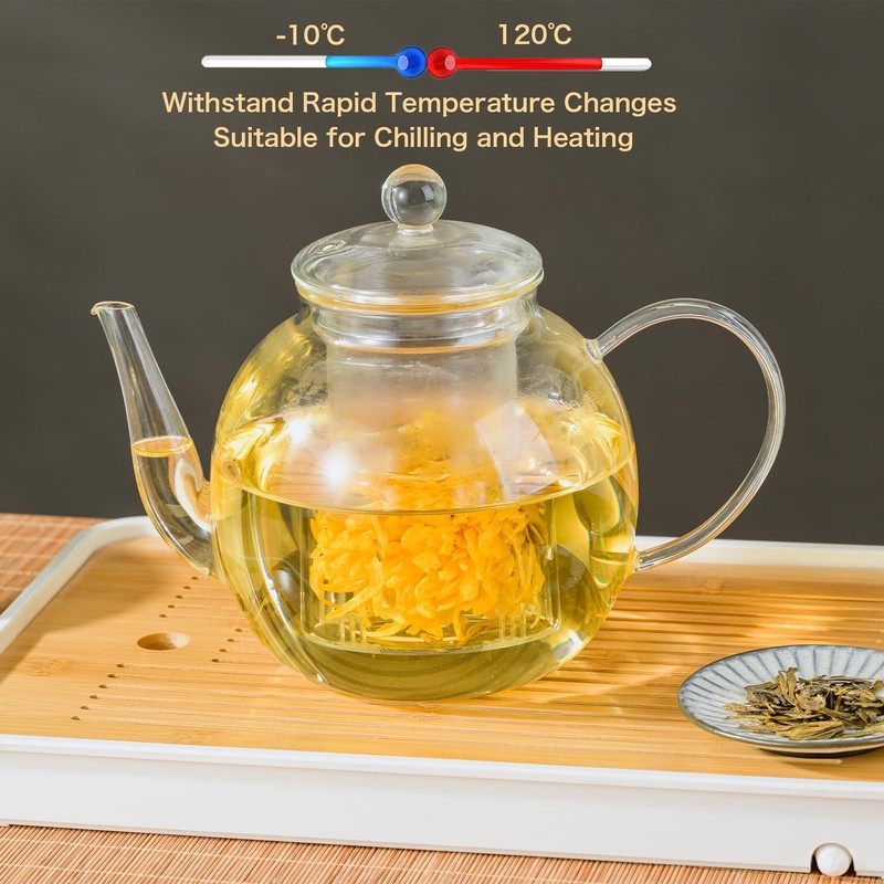 Wlasss 1530 ml/52 oz Large Glass Teapot with Removable Infuser,