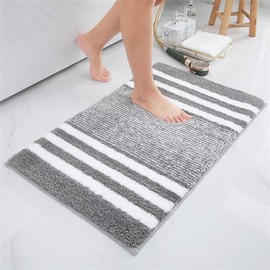 EASYLEE Bath Mat, Foot Wiping Mat, Entrance Mat, Absorbent, Quick-drying, Anti-Slip, Thick, Soft, Comfortable, Warm, Antibacterial, Odor, Mildew, Washable, Bathroom, Washroom, Dressing Room, Kitchen, Scandinavian Style, Stylish Indoor Door Mat (15.7 x 23