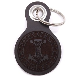 Samunshi® Leather Keyring with Engraving with Various Motifs Gifts Made in Germany 38 Colours 8 x 4.8 cm, Dark Brown/Engraved, Keyring