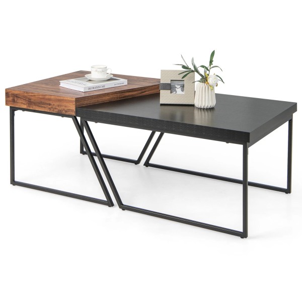 Costway Nesting Table Modern Coffee Table Set of 2 Stacking