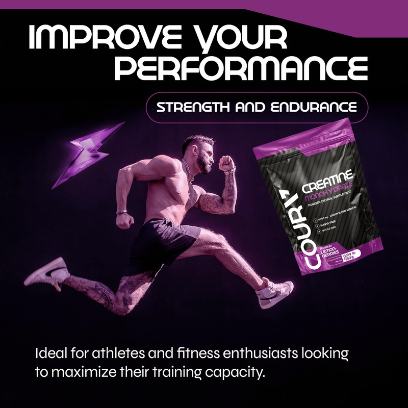 COURA Creatine Monohydrate Lemon-Berries Flavor - 450g - Sports Supplement