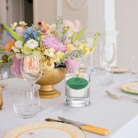 UNICY 12 Pack 3 Inch Green Floating Candles, 10 Hour Unscented Dripless Tealight Candles for Cylinder Vases, Centerpieces at Wedding Party Pool Holiday - Wavy Float Candle