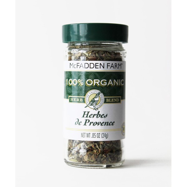 McFadden Farm Organic Herbes De Provence, Seasoning Blend, Grown and packed in U.S.A., 0.85 oz. in glass jar