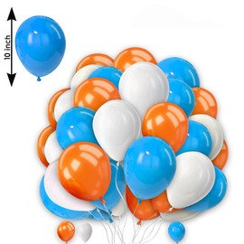 Blue Orange Balloons Pack 25 Pcs 10 Inches White & Light Blue Balloons Orange Retro Sea Blue Teal White Balloons for Birthday Baby Shower Graduation Engagement Party Decorations