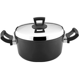 Hascevher Cast Aluminum Nonstick Stockpot with Stainless Steel Lid Cookware, 6 Quart, Black hg6