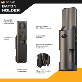 Orpaz Tactical Baton Holder for Duty Belt, Quick-Deploy Expandable Baton Holster with Magnetic Retention for Self Defense, Police Baton, and Collapsible Telescopic Batons
