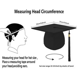 Kiuiom Absolventenhut in Schwarz,Graduation Hat,Bachelor Hut,Verstellbar Bachelor Abschluss Hut,Unisex Doktorhut Graduation Cap,Absolventenhut für Abschlussfeiern Studium,Universität,Hochschule,2PCS