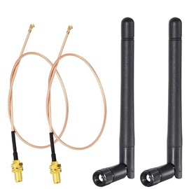 Bingfu Antena WiFi de doble banda 2.4 GHz 5 GHz 5.8 GHz 3dBi MIMO RP-SMA macho (paquete de 2) + 2 x 12 pulgadas cable para router WiFi inalámbrico Mini PCI Express PCIE adaptador de tarjeta de red