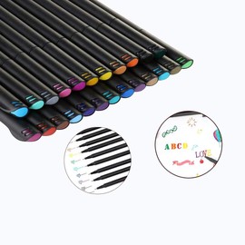Plumones Punta Pincel de 24 Colores, Marcadores, Plumas de Colores de Punta Fina, Conjunto de Bolígrafos de Súper Fino de 0.4 mm,Planificadores con Punta de Fineliner No tóxico para Escribir y Dibujar