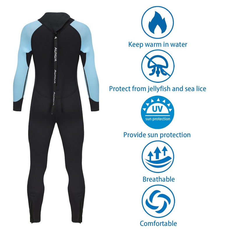 Aunua Youth 3/2mm Neoprene Wetsuits for Kids Full Wetsuit Swimming
