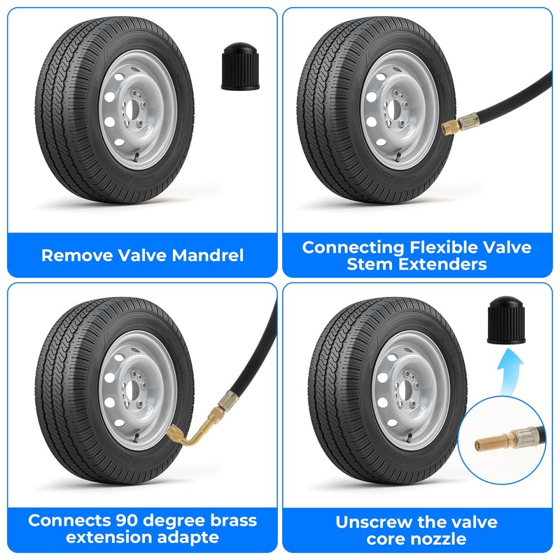 QfwdfcTrenz Valve Stem Extension Kit 8.25 Inch Flexible Tire Valve