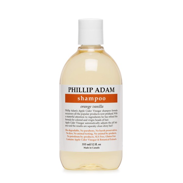 Phillip Adam Orange Vanilla Shampoo for Shiny Hair - Apple Cider Vinegar Shampoo Formula - Sulfate Free - 355 ml