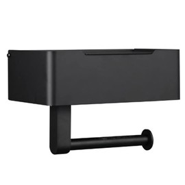 GOTOTOP Caja de Pañuelos, Soporte para Gigién de Acero Inoxidable, Portarrollos de Higiénico de Múltiples, Pulido a Mano de Montado en la Pared Borde con Estante para Rollos, Negro