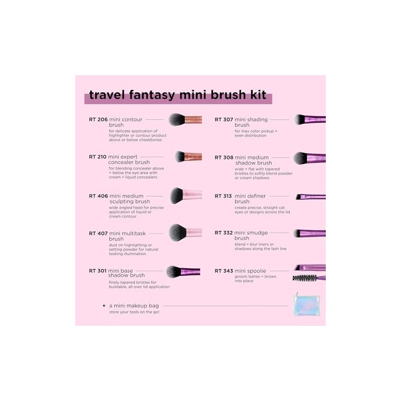 Travel Fantasy Mini Brush Kit by Real Techniques for Women