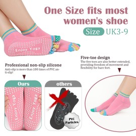 wlertcop 2 Pairs Yoga Socks, Pilates Socks Non Slip Women, Gymnastics socks, Toe Socks for Women, Yoga Toe Socks for Women, Grip Socks Women Yoga Sock for Barre Dance Studio Fitness Ballet