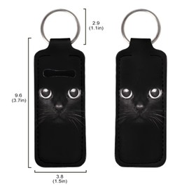Suobstales Black Cat Print Chapstick Holder for Women, Lipstick Holders Lip Gloss Tube Holder Lip Balm Holster Portable Pocket Lipstick Protective Cases