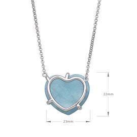 Belacqua Sterling Silver Natural Aquamarine Blue Heart Necklace