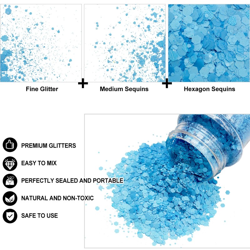 Friendly Materials Cost 24 Pcs 2ozJar Glitter Sparkly Chunky Glitter