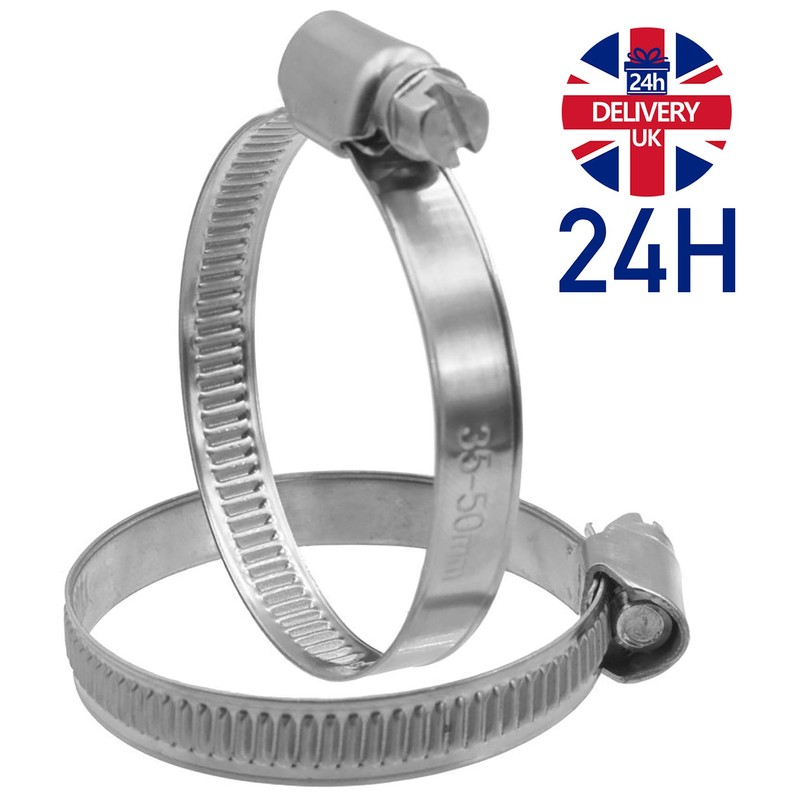 Worm Drive 70-90mm Hose Pipe Clamps Clip Stainless Steel (Pack